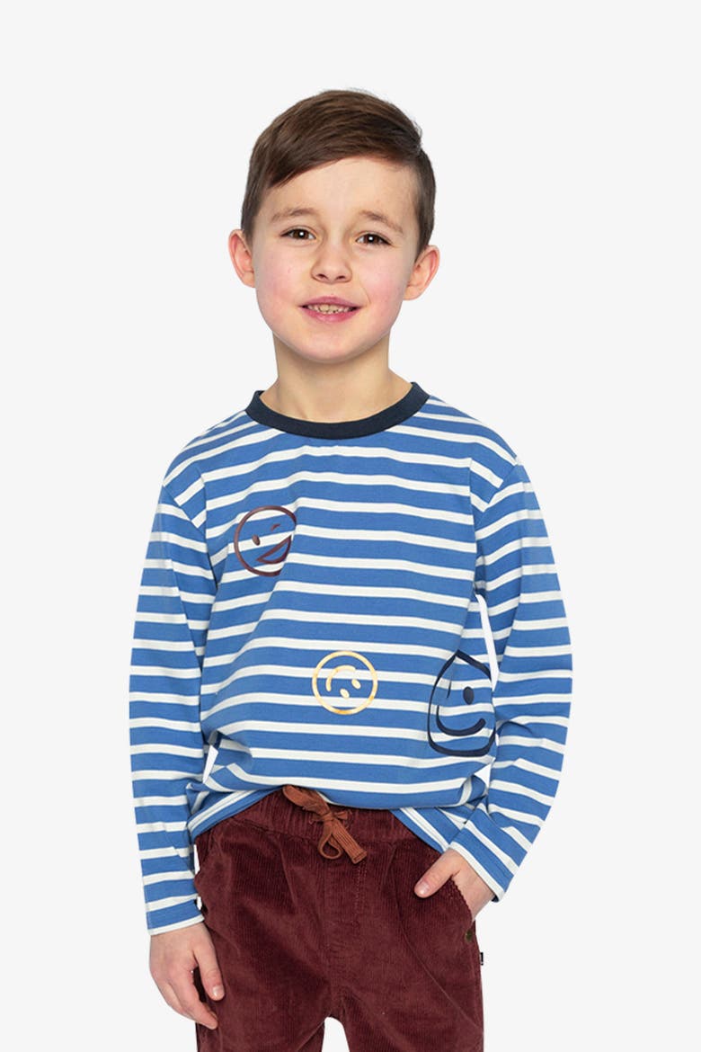 Long Sleeve Stripe Smiley Graphic T-Shirt, Alternate, color, Blue and White Stripes