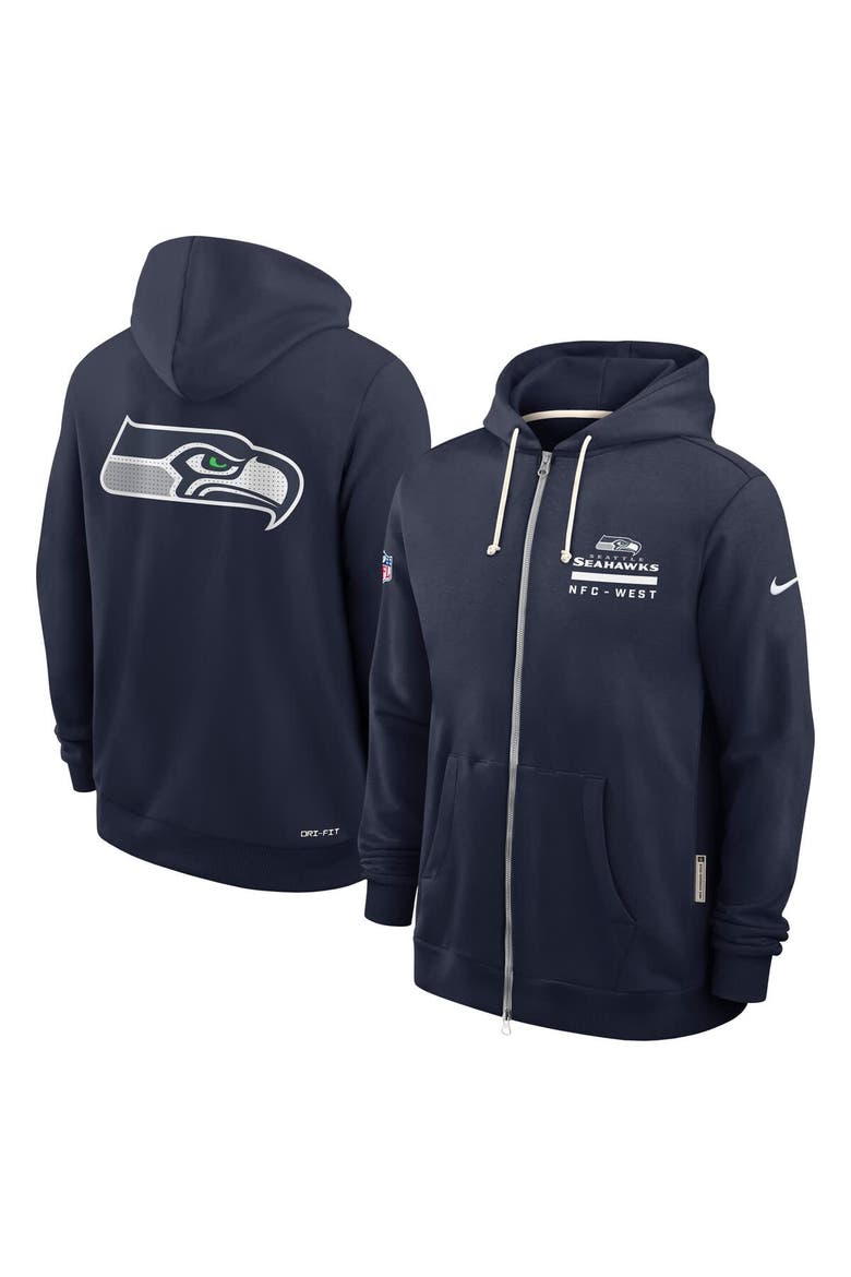 Men's Nike College Navy Seattle Seahawks Sideline Utility Player Performance Full-Zip Hoodie, Alternate, color, College Navy