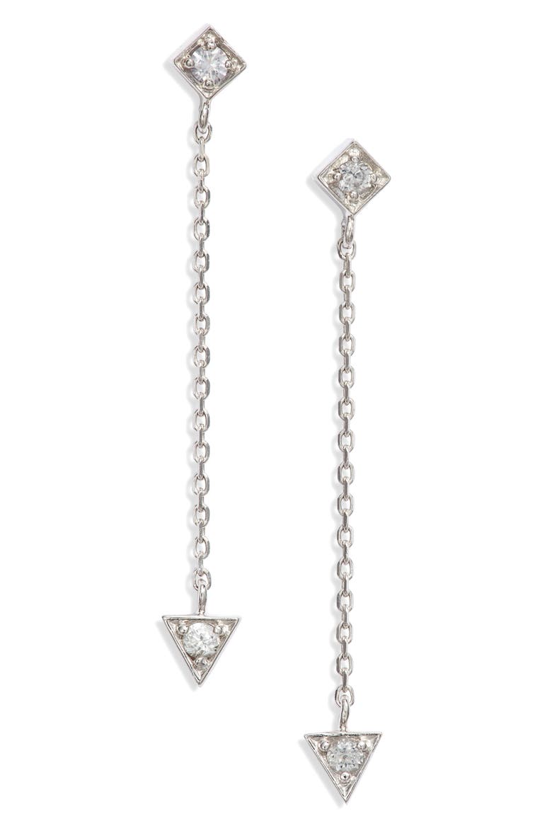 Cleo White Sapphire Linear Drop Earrings, Main, color, SILVER