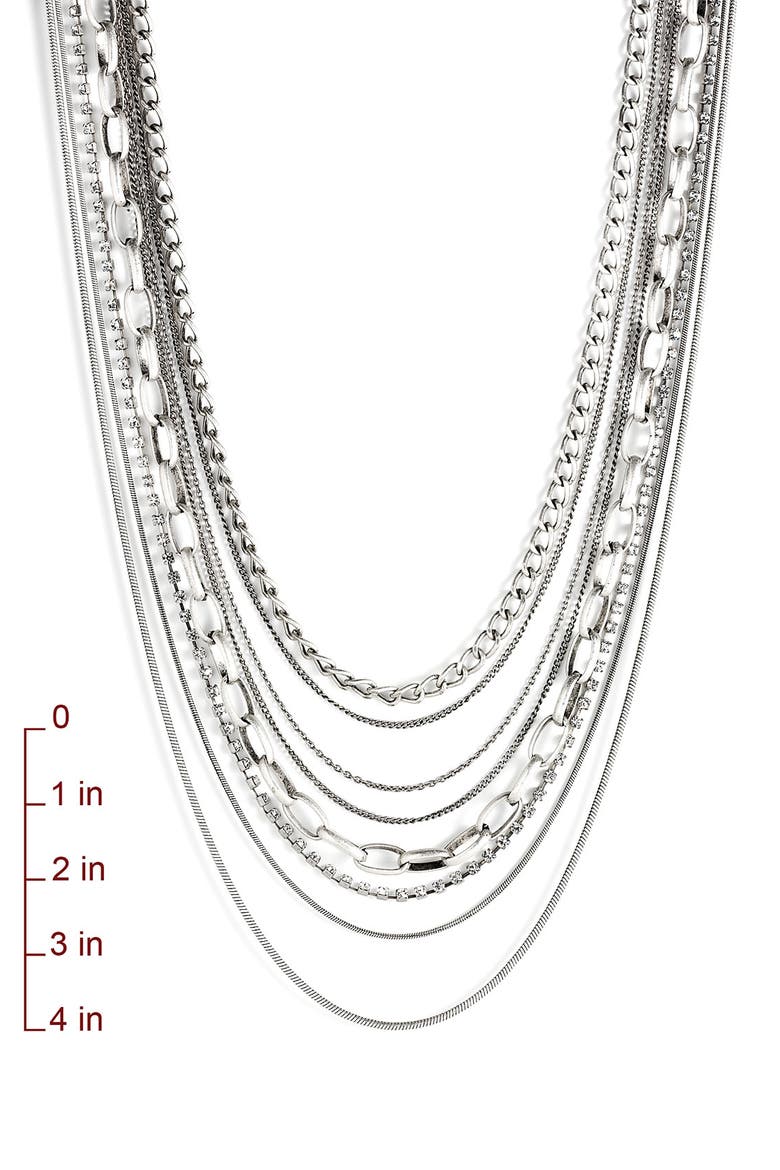 Multi Chain Long Necklace, Alternate, color, ANTIQUE SILVER