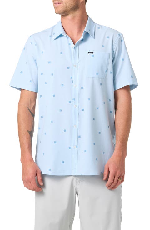 Relaxed Fit Short Sleeve Performance Slub Button-Up Shirt