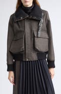 Sacai Mixed Media Wool Herringbone & Nylon Down Puffer Jacket