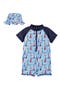 One-Piece Rashguard Swimsuit & Hat Set