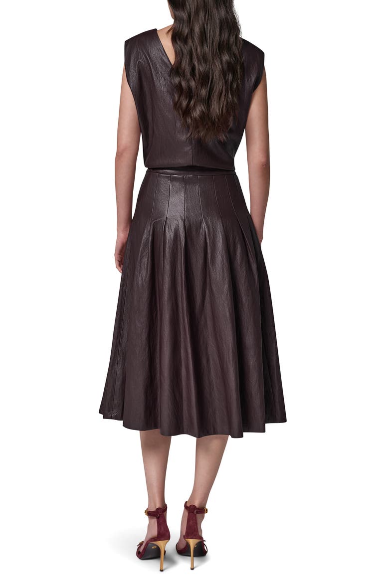 Pleated Faux Leather Midi Skirt, Alternate, color, ESPRESSO