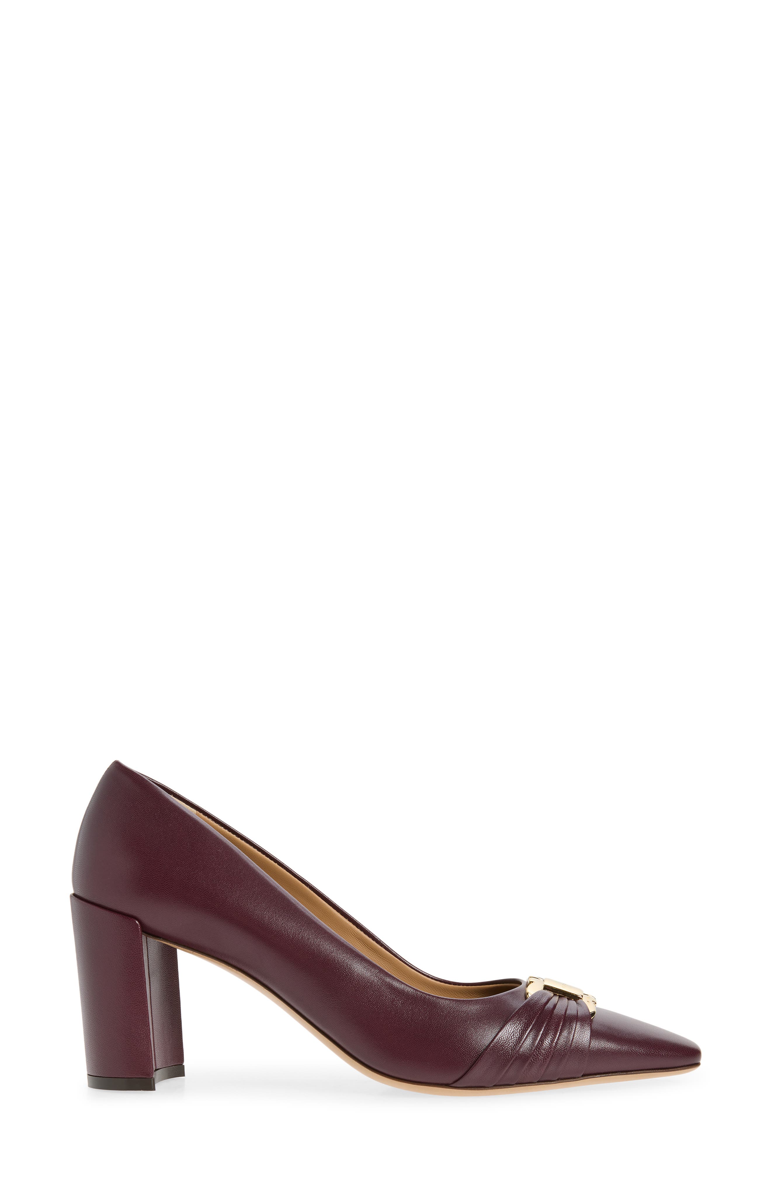 FERRAGAMO Double Gancio Pleated Toe Pump, Alternate, color, Plum Biscotto