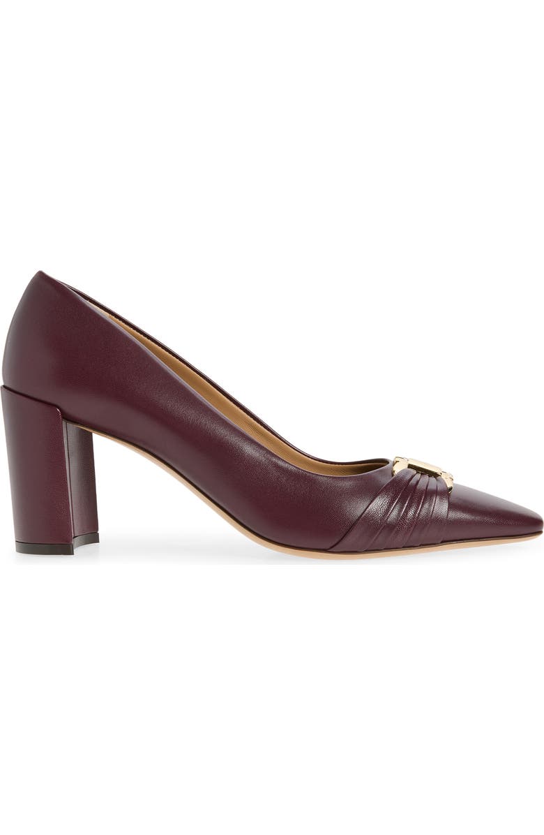 FERRAGAMO Double Gancio Pleated Toe Pump, Alternate, color, Plum Biscotto