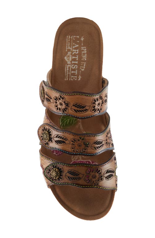 L'artiste By Spring Step Carbone Platform Slide Sandal In Tan Multi