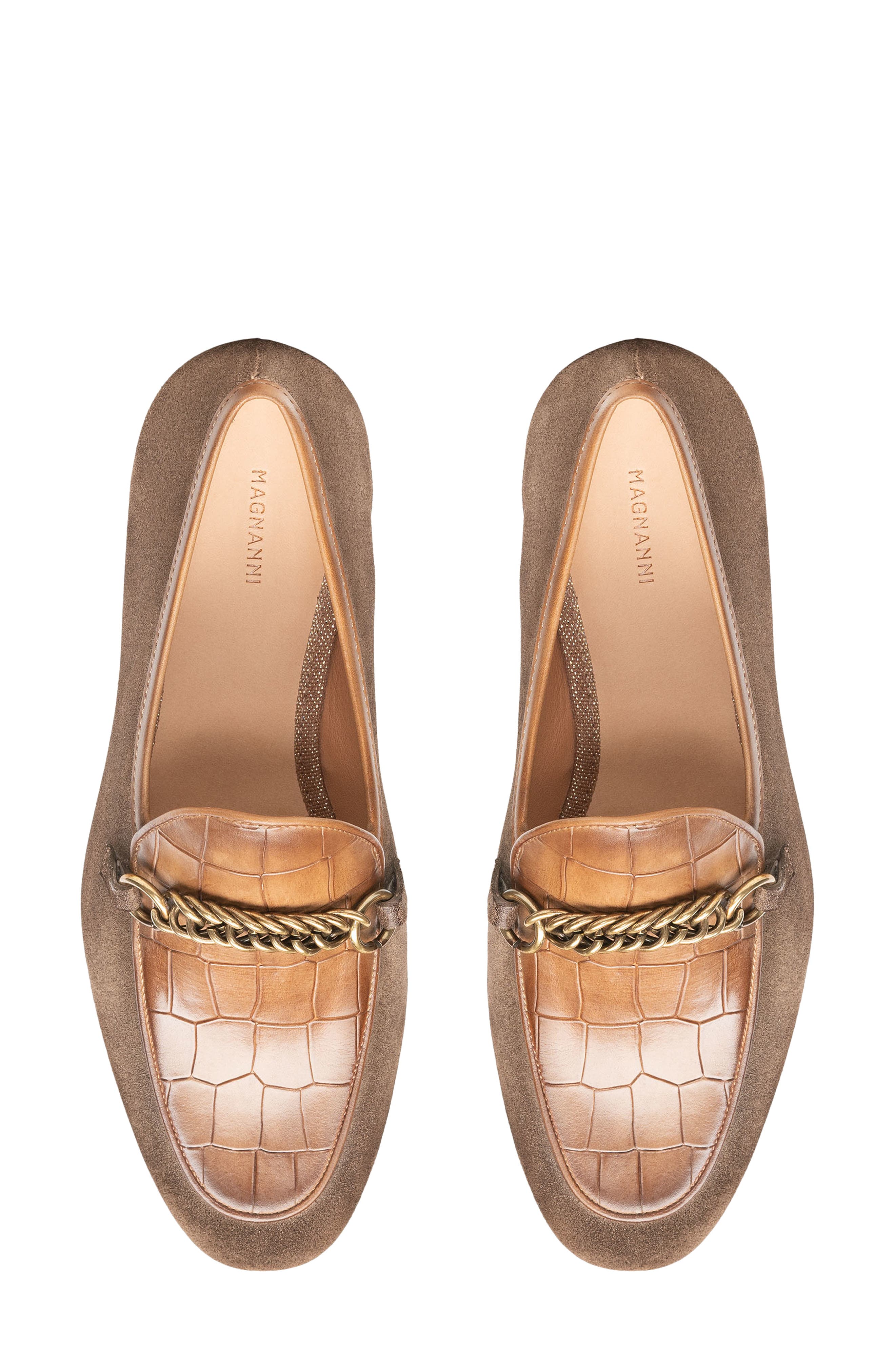 Carmen Croc Embossed Leather Loafer, Alternate, color, TAUPE