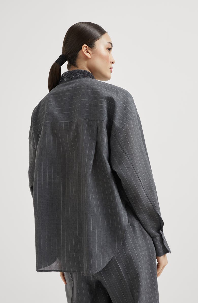 Brunello Cucinelli Shirt with swing drops collar, Alternate, color, Lead