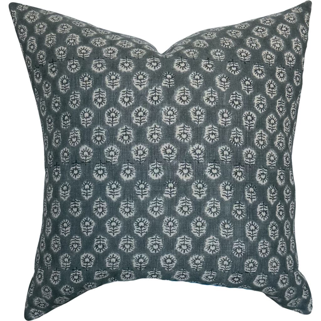 Linen & James Bailey | Navy Blue Floral Handblock Pillow Cover