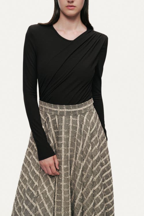 Nocturne Frill Trimmed Ruffle Midi Skirt In Gray