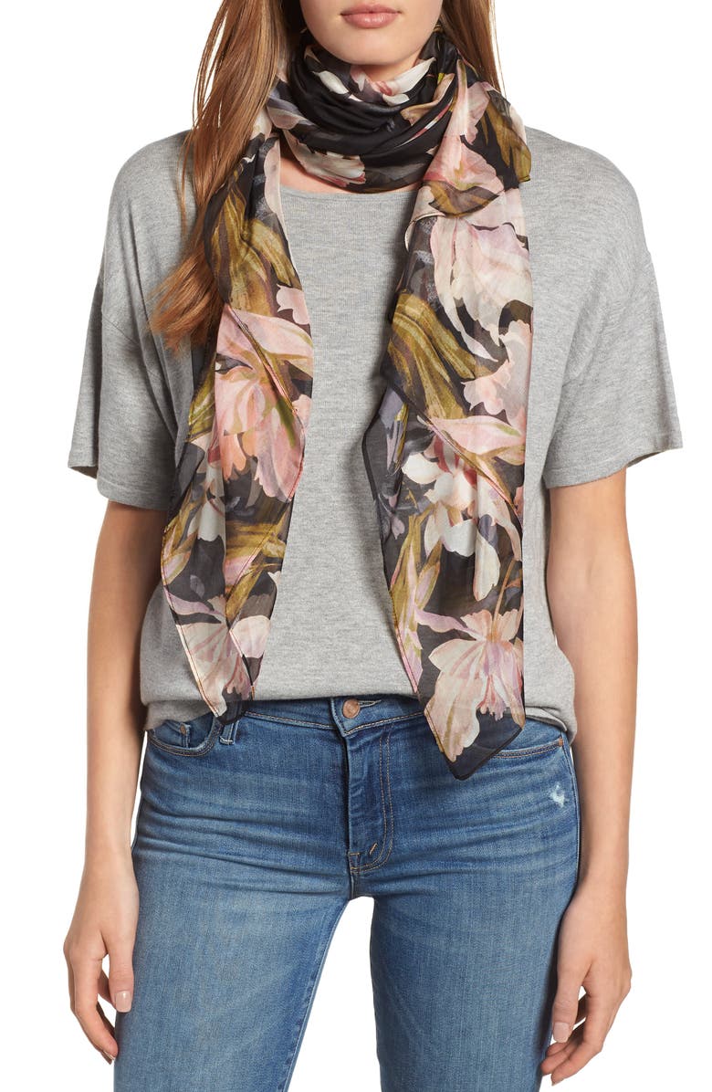 Nordstrom Silk Chiffon Oblong Scarf, Main, color,