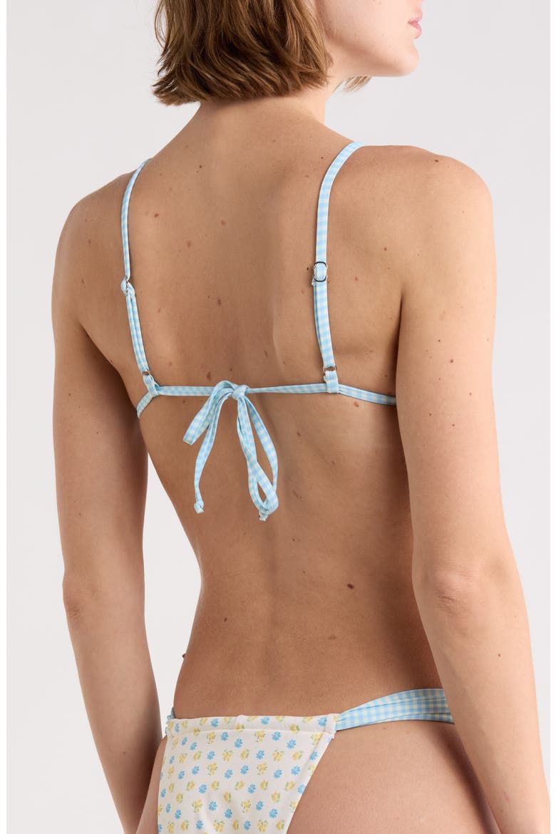 Emilia Triangle Bikini Top, Alternate, color, MEADOW/ BLUE GINGHAM