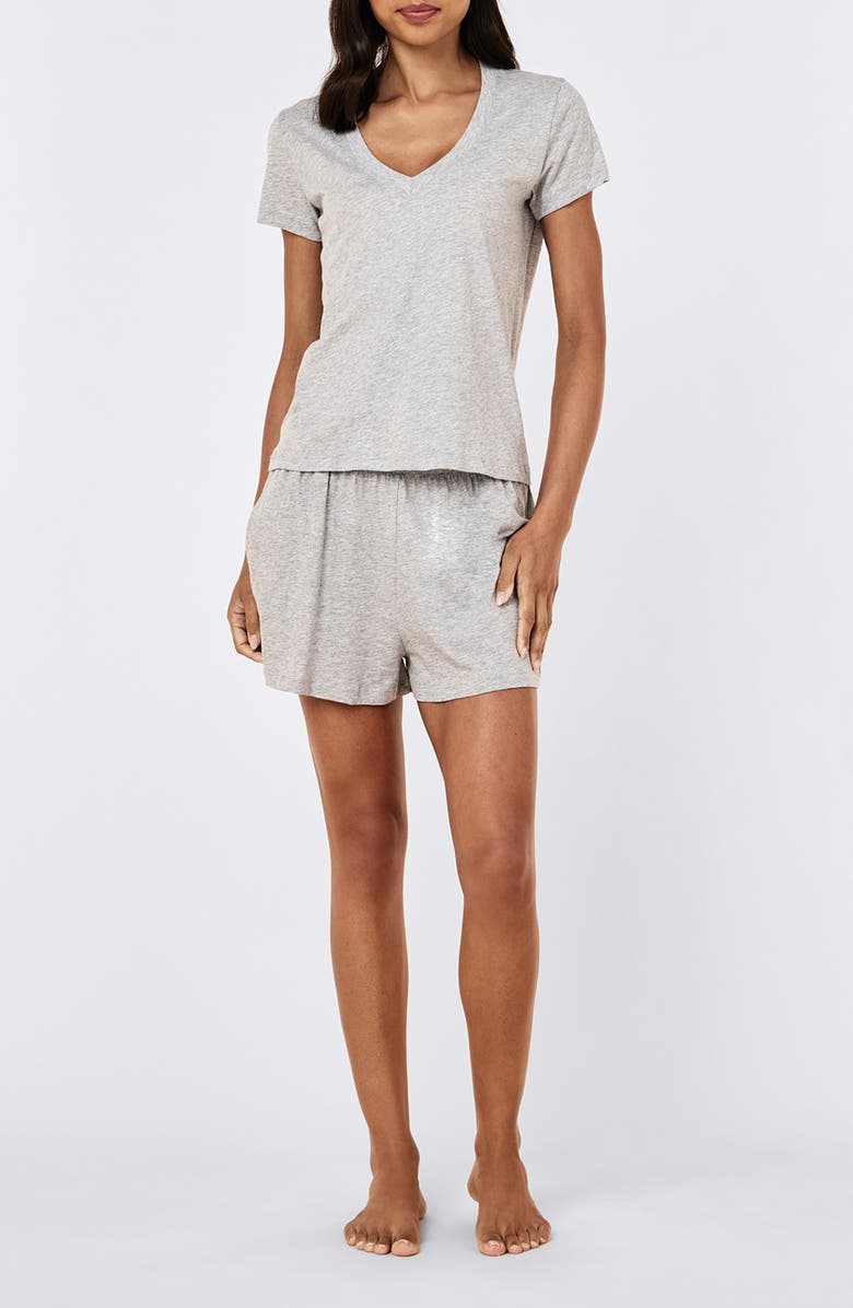Papinelle Jada Organic Cotton V-Neck Pajama Top, Alternate, color, Grey