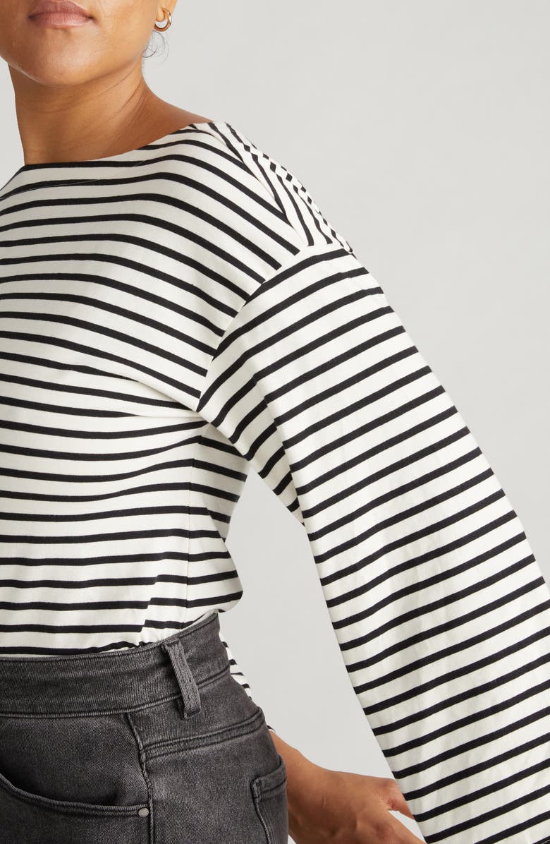 Universal Standard Montauk Breton Stripe Top, Alternate, color, Ecru/ Black Stripe