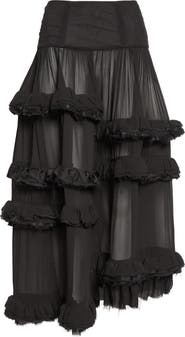 Meruert Tolegen Shifted Chiffon Ruffle Skirt