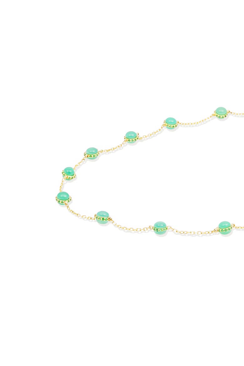 Found Cabochon Station Necklace, Main, color, Chrysoprase & Tsavorite-Gold