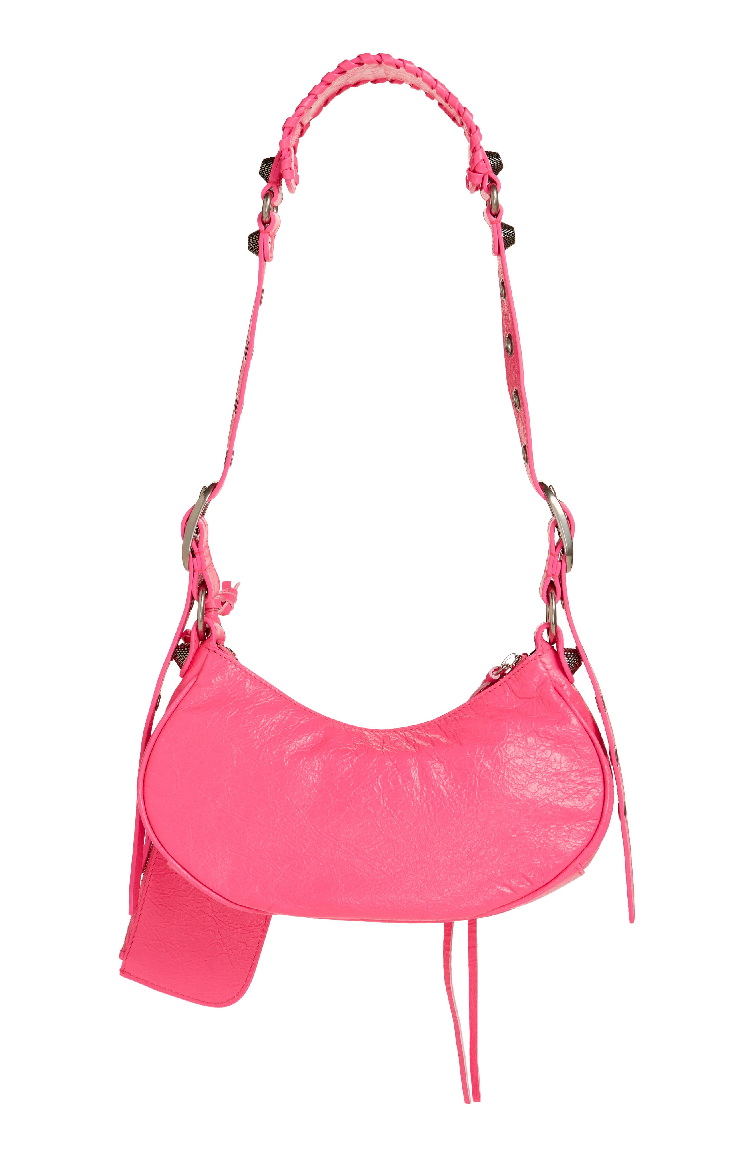 Extra Small Le Cagole Lambskin Shoulder Bag, Alternate, color, FLUO PINK