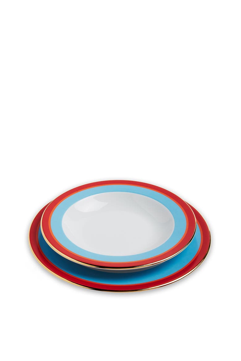 Soup And Dinner Plates Set Of 8 Rainbow Mix, Alternate, color, Rainbow Mix