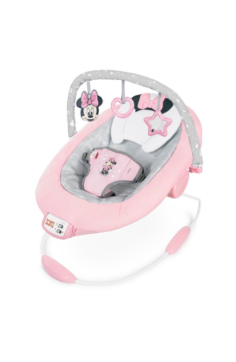 BRIGHT STARTS Disney Baby Minnie Mouse Rosy Skies Pink Baby Bouncer Infant Seat, Main, color, Pink