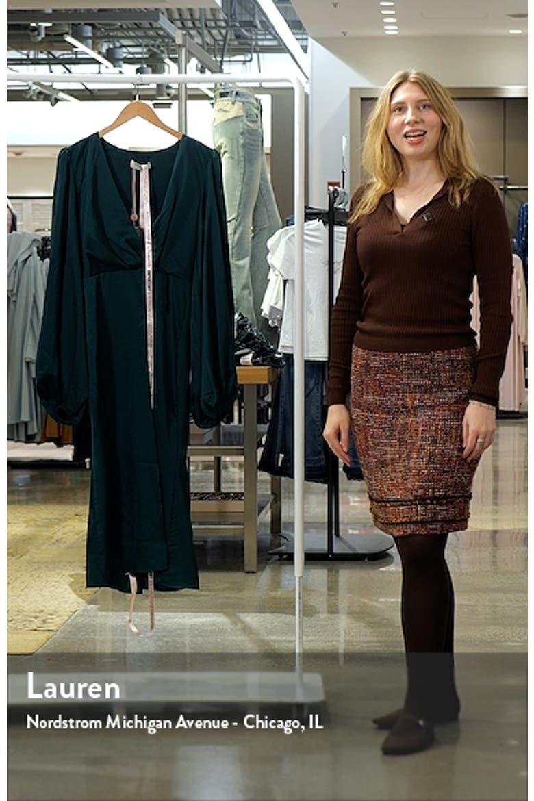 Shiloh Long Sleeve Satin Wrap Dress video