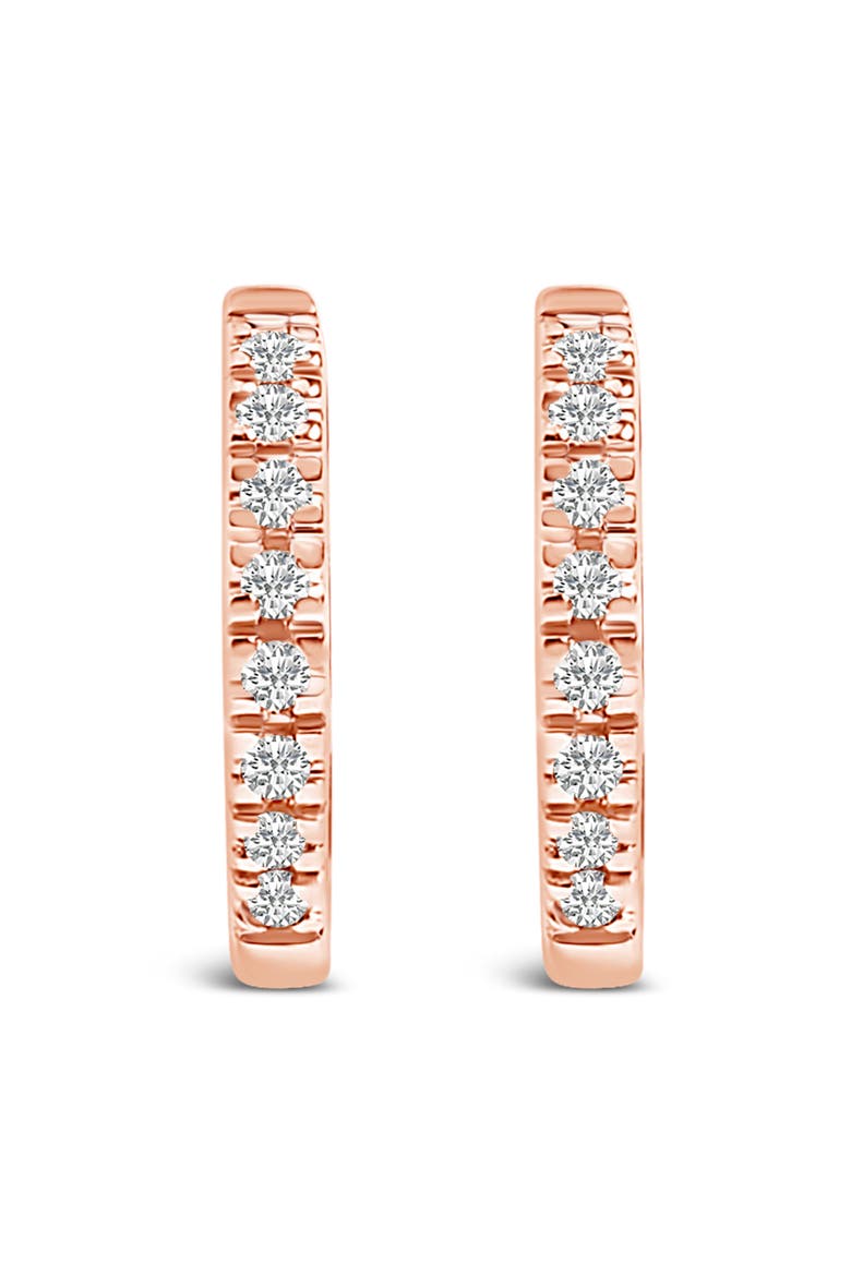 14K Gold 1/5 CTW Diamond Huggie Hoop Earrings, Alternate, color, Rose