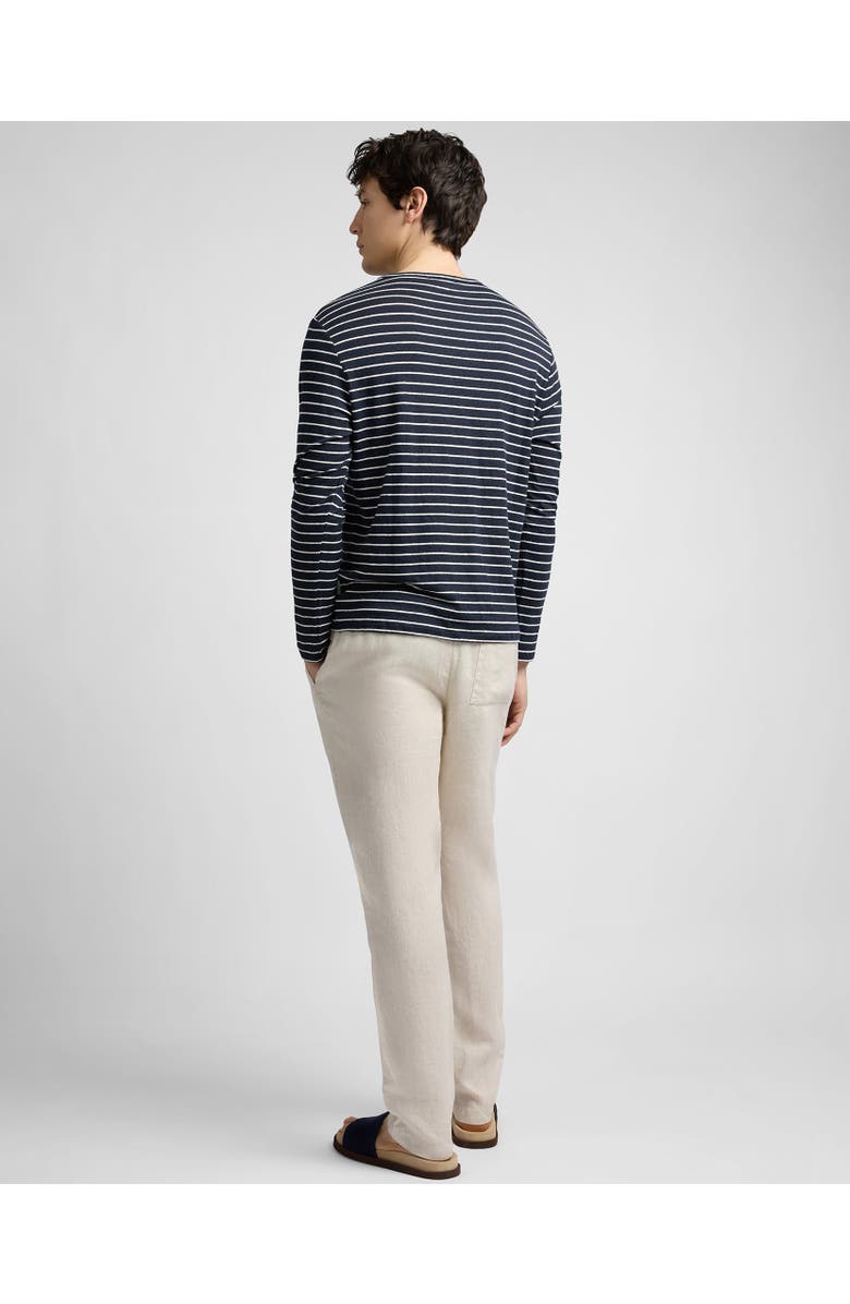 Onia Stretch Linen Jersey Long Sleeve Tee, Alternate, color, Midnight/Egret