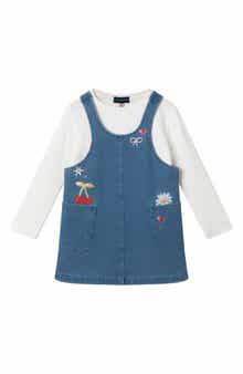 Kids' Embroidered Denim Jumper & Tee Set