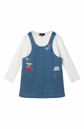 Kids' Embroidered Denim Jumper & Tee Set