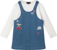 Andy & Evan Kids' Embroidered Denim Jumper & Tee Set