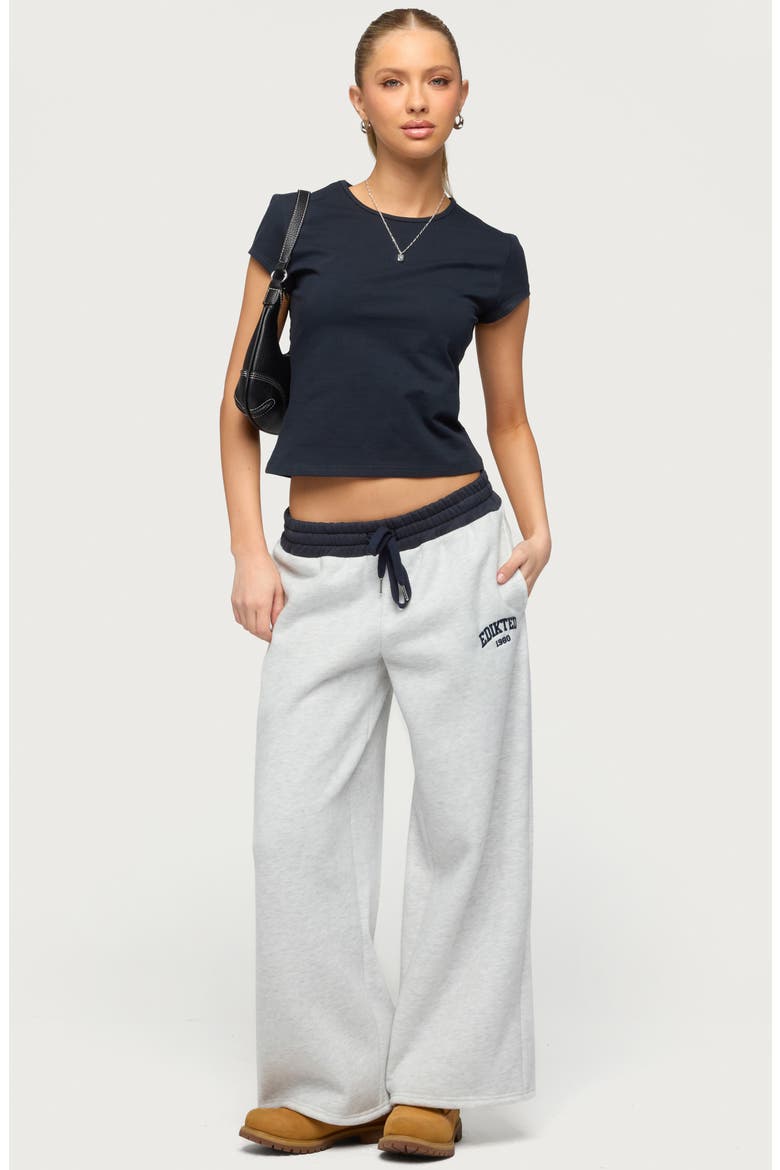 Contrast Waist Logo Wide Leg Sweatpants, Alternate, color, GRAY-MELANGE