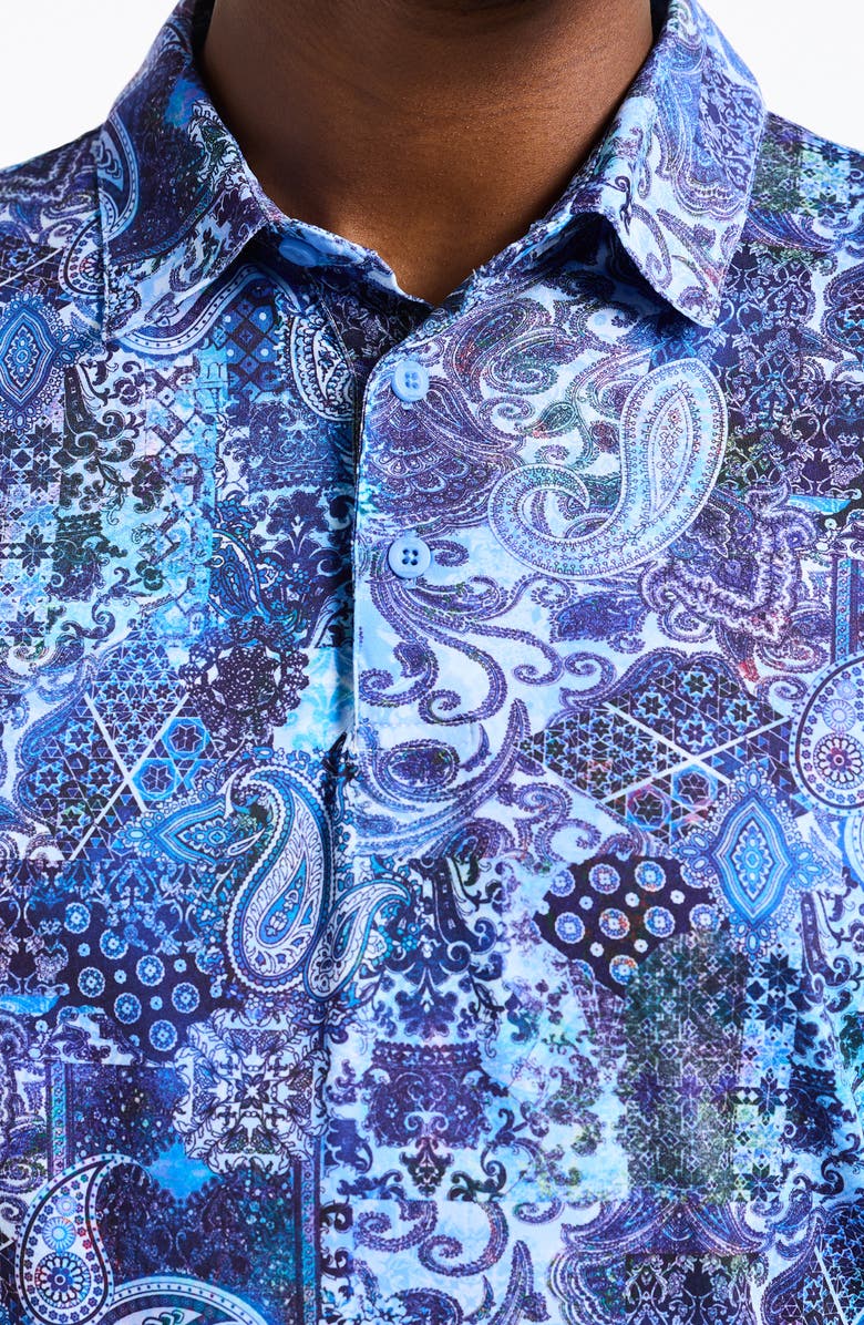 Robert Graham Brettman Short Sleeve Performance Polo, Alternate, color, Blue