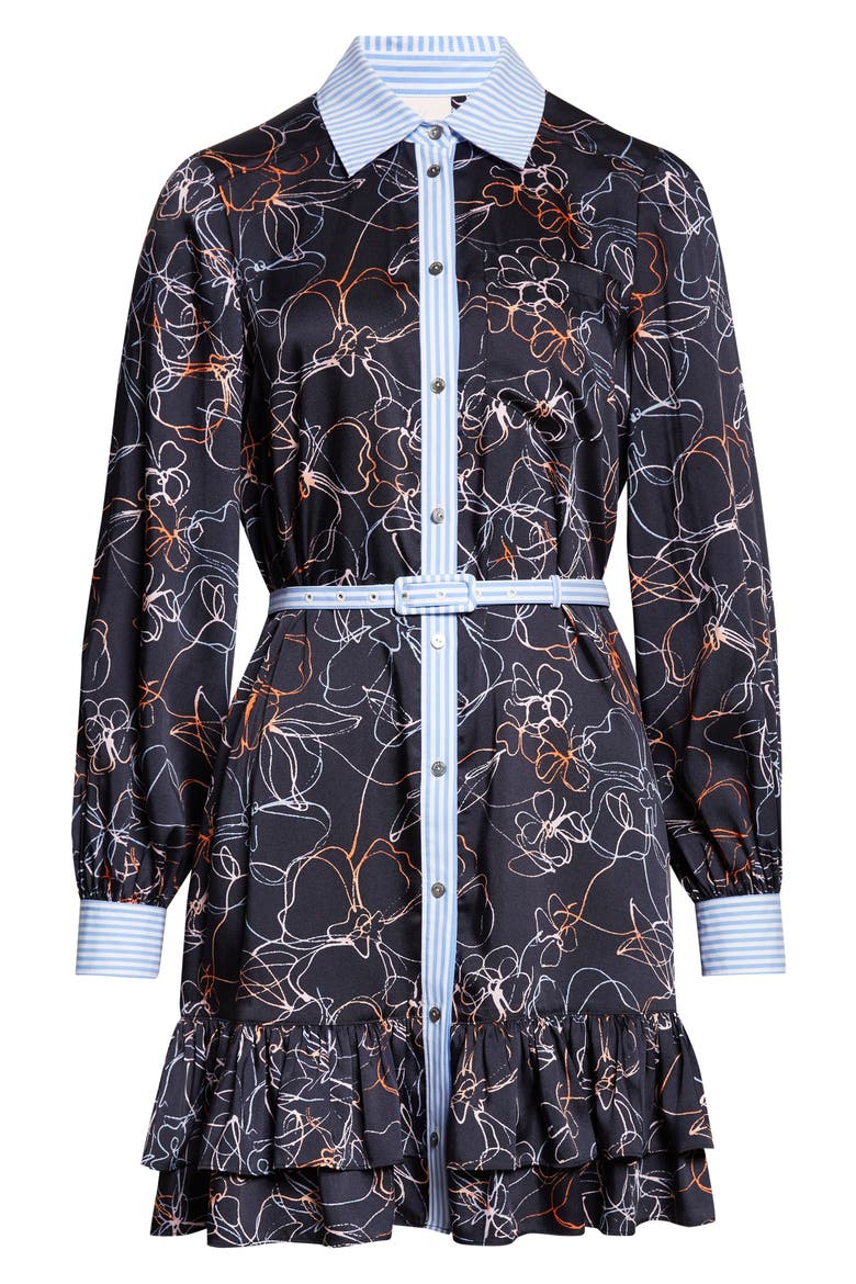 Malvia Floral Print Long Sleeve Shirtdress, Alternate, color, NAVY MULTI