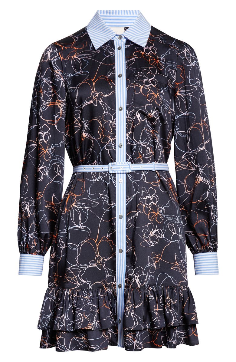 Cinq à Sept Malvia Floral Print Long Sleeve Shirtdress, Alternate, color, Navy Multi