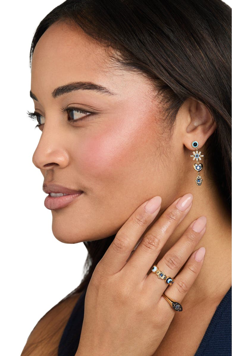 Alex and Ani Evil Eye Signet Ring, Alternate, color, Gold Blue