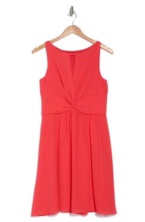 Twist Front Chiffon Fit and Flare Dress