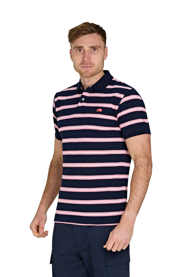 Trio Stripe Polo, Alternate, color, Navy