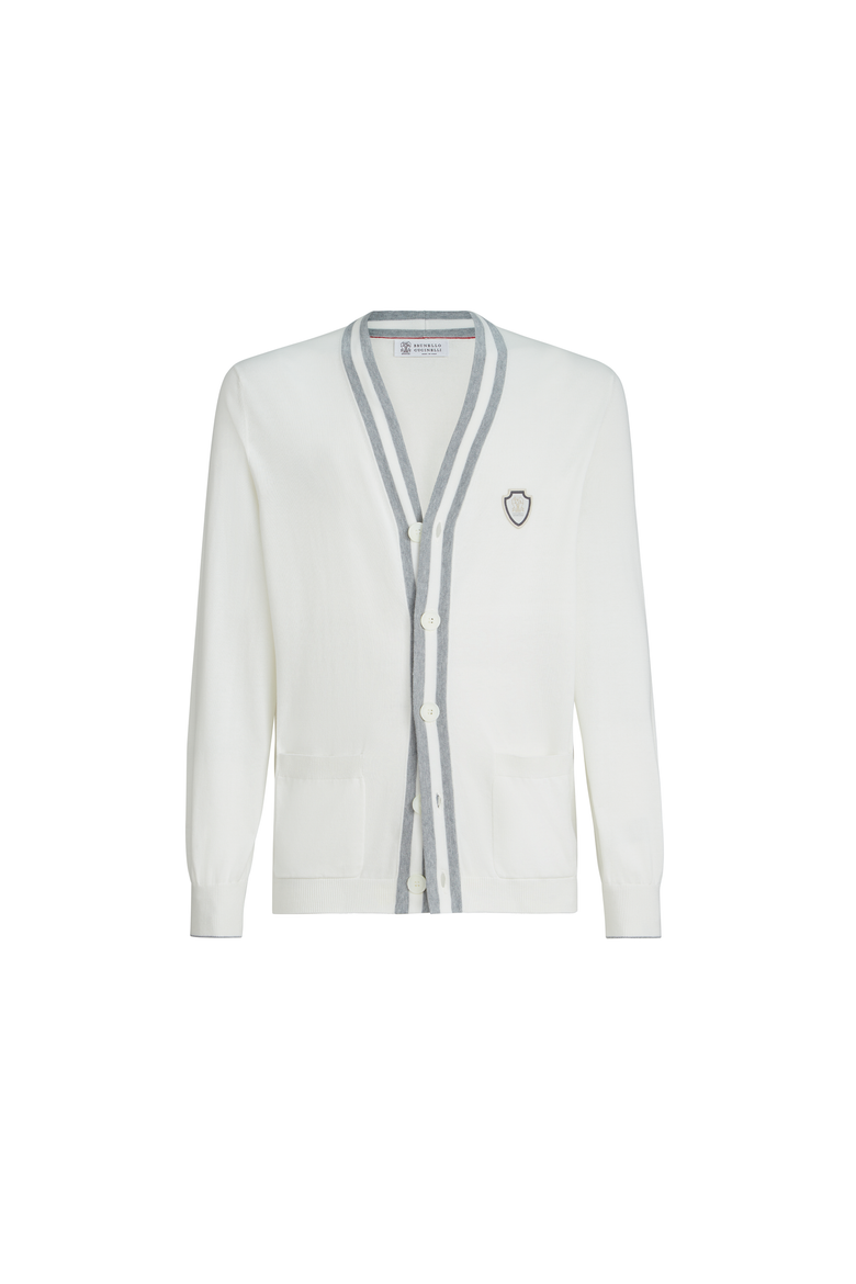 Cotton cardigan with logo, Alternate, color, White