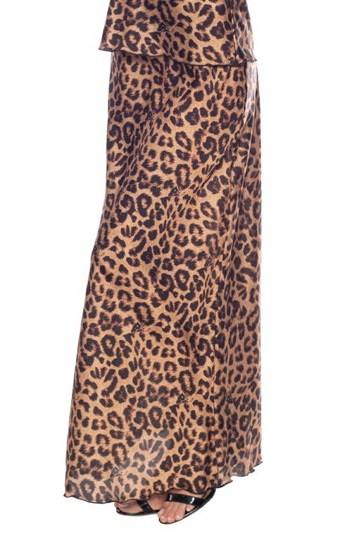 Tash And Sophie Leopard Print Satin Maxi Skirt