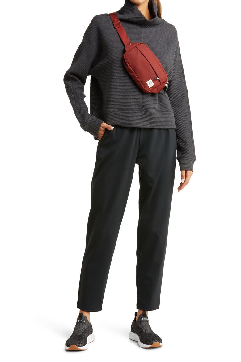 Carey Ridge Funnel Neck Pullover, Alternate, color, BLACK