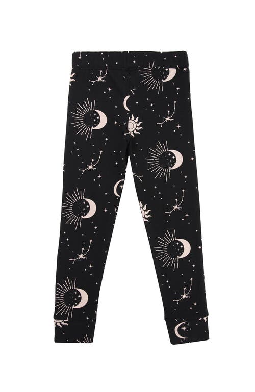 Turtledove London Kids Organic Cotton Celestial Print Leggings In Black
