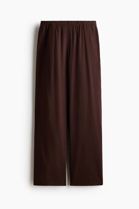 Wide Linen-blend Trousers