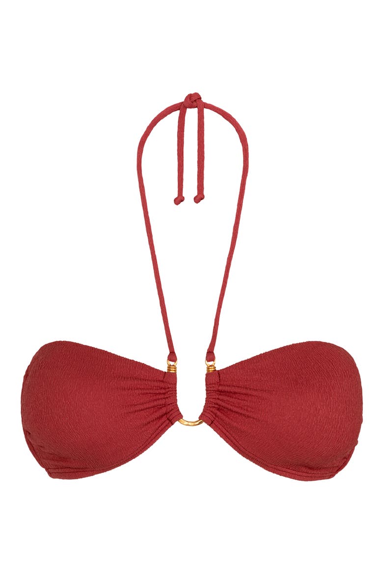 Callie Bandeau Bikini Top, Alternate, color, RED
