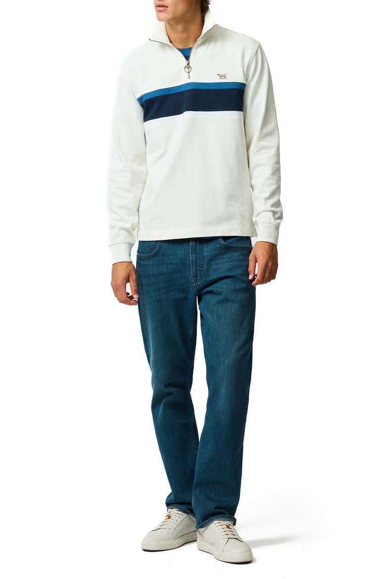 Chesterfield Chest Stripe Quarter Zip Long Sleeve Polo, Alternate, color, BONE