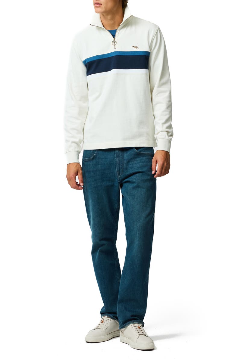 Rodd & Gunn Chesterfield Chest Stripe Quarter Zip Long Sleeve Polo, Alternate, color, Bone