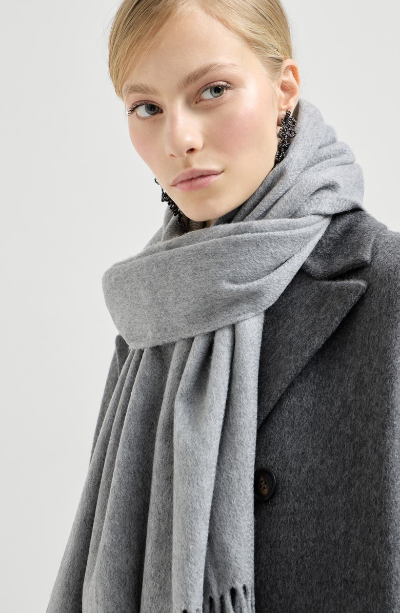 Brunello Cucinelli Double knit scarf, Alternate, color, Light Grey