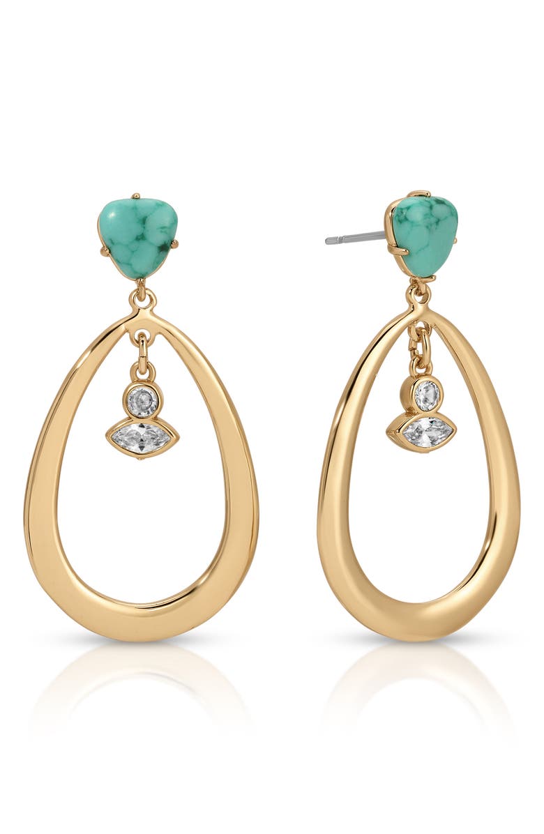 Ettika Turquoise Oval Drop Earrings, Main, color, Turquoise