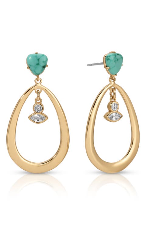 Turquoise Oval Drop Earrings