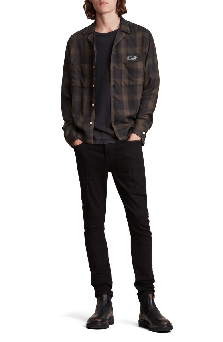 AllSaints Damaged Cigarette Skinny Jeans, Alternate, color, 