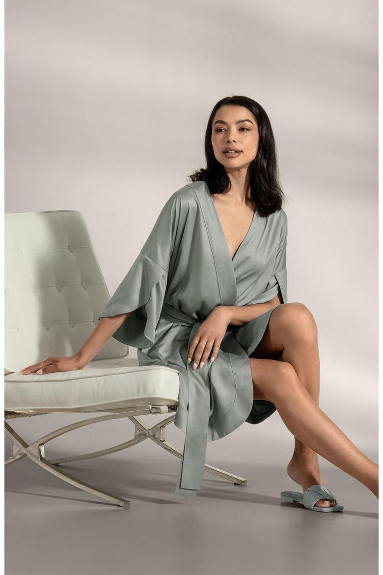 Naomi Short Woman's bathrobe, Alternate, color, Green